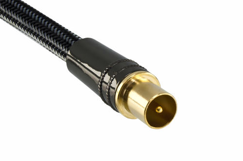 DINIC Premium Antennenkabel Koax Stecker auf Buchse, Dubai Range, schwarz, 1m