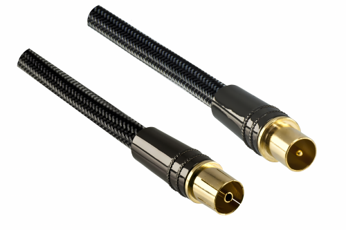 DINIC Premium Antennenkabel Koax Stecker auf Buchse, Dubai Range, schwarz