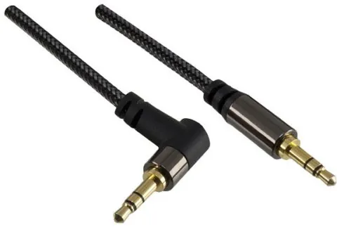 DINIC Premium Audiokabel 3,5mm St. auf 90° St., 2m DINIC Dubai Range, schwarz