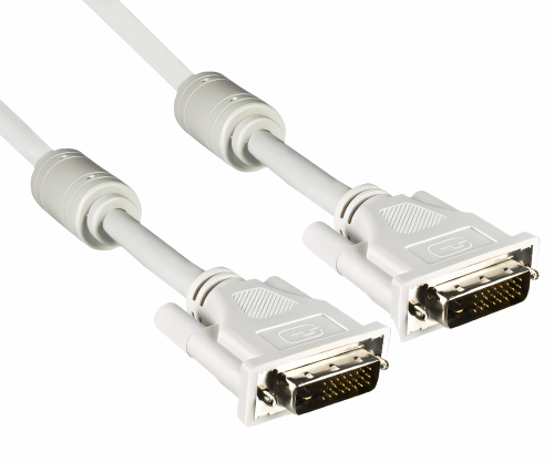 DINIC DVI-Digital Dual Link 24+1 Kabel, 2 Ferritkerne, grau, 5m