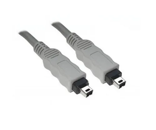 DINIC FireWire 400 Kabel 4 polig Stecker auf Stecker, 2m Anschlusskabel IEEE1394a, grau