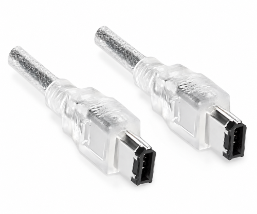 DINIC FireWire 400 Kabel 6 polig Stecker auf Stecker, Anschlusskabel IEEE 1394a, transparent, 10m