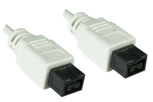 DINIC FireWire 800 Kabel 9 polig Stecker auf Stecker, Anschlusskabel IEEE 1394b, weiß