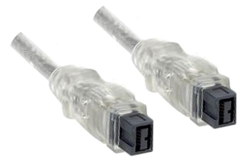 DINIC FireWire 800 Kabel 9 polig Stecker auf Stecker, Anschlusskabel, transparent, 2m