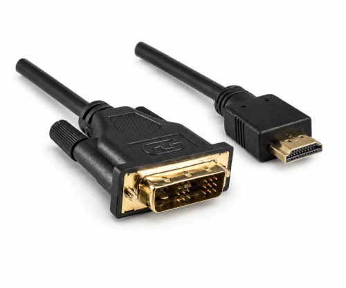 DINIC HDMI Kabel A Stecker auf DVI-D Stecker, vergoldete Kontakte, schwarz, Länge 2,00m, DINIC Polybag