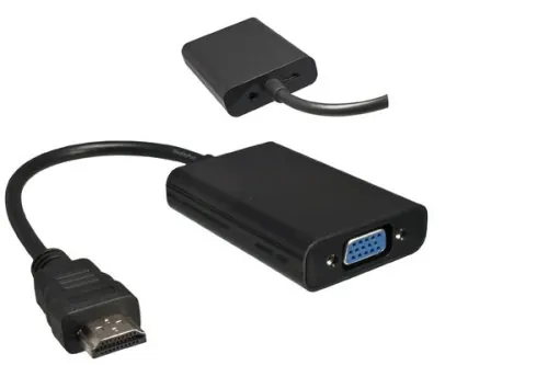 DINIC HDMI Adapter Typ A 19pol Stecker - VGA Buchse, PB DINIC, mit Audio-Buchse, schwarz