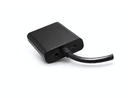 DINIC HDMI Adapter Typ A 19pol Stecker - VGA Buchse, mit Audio-Buchse, schwarz, 0,15m