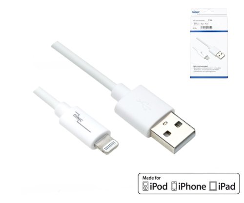 DINIC Lightning auf USB A Kabel, MFI zertifiziert, weiß, DINIC Box, 2m