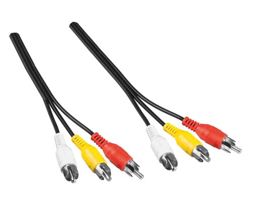 Audio-Videokabel 3x Cinch auf 3x Cinch, 3m Stecker auf Stecker, 1xVideo, 2xAudio L/R, schwarz, 3m