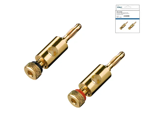 Bananenstecker-Set mit Schraubanschluss / 2 Stück vergoldet, 4mm, Farbring 1x rot u. 1x schwarz, Box