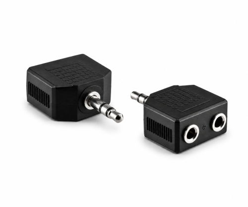 DINIC Audioadapter 3,5mm Stecker - 2x Buchse, Audio-Video-Kabel, schwarz, DINIC Box, 0,2m