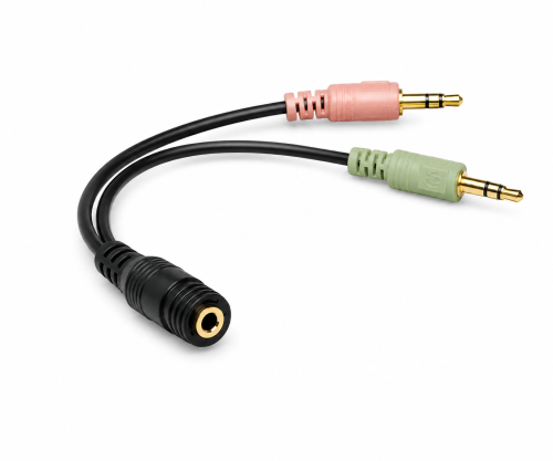 DINIC Klinken Y-Adapter, 4-Pin Buchse auf 2x 3-Pin Stereo Stecker, 15cm
