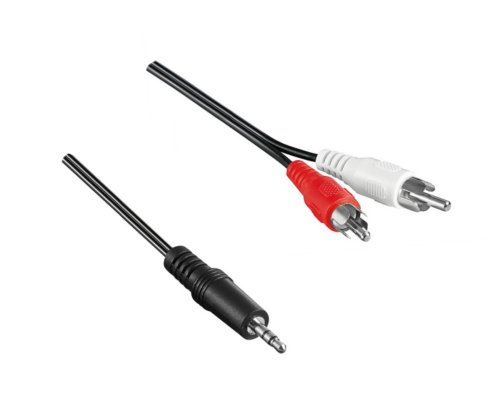 DINIC Audio-Video Kabel 3,5mm St. auf 2x Cinch St., Anschlusskabel RCA, schwarz