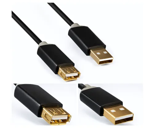 DINIC HQ USB 2.0 Verlängerung A Stecker auf Buchse, DINIC Monaco Range, schwarz, 2m