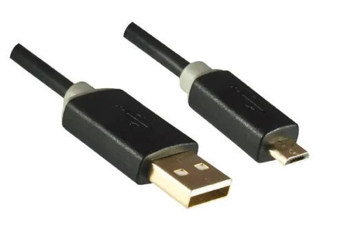 DINIC HQ Micro USB Kabel A St. auf micro B Stecker, Monaco Range, schwarz, 0,5m