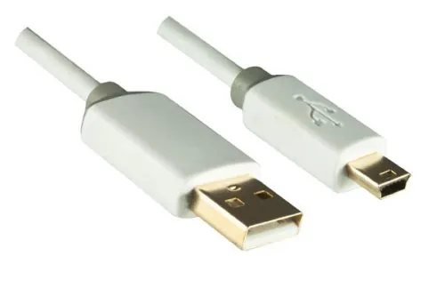 DINIC HQ Mini USB Kabel A Stecker auf mini B Stecker, Monaco Range, weiß