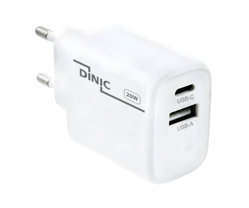 DINIC USB C+A Ladegerät/Netzteil 20W, PD, weiß  Power Delivery + QC 3.0, weiß