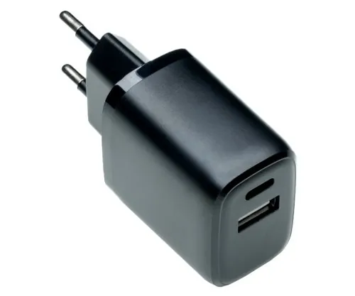 USB C+A Ladegerät/Netzteil 20W, PD, schwarz Power Delivery + QC 3.0, schwarz