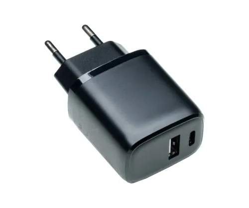 USB C+A Ladegerät/Netzteil 20W, PD, schwarz Power Delivery + QC 3.0, schwarz