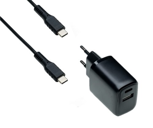 DINIC USB PD/QC 3.0 Ladeadapter inkl. C-C Kabel, schwarz 20W, 3,6V~5,9V/3A; 6~9V/2A; 9V~12V/1,5A