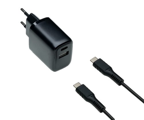 DINIC USB PD/QC 3.0 Ladeadapter inkl. C-C Kabel, schwarz 20W, 3,6V~5,9V/3A; 6~9V/2A; 9V~12V/1,5A