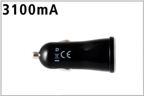 DINIC USB KFZ Ladeadapter 12-24V zu 2x USB 5V 3.1A für USB Geräte, 1x 1000mA + 1x 2100mA, CE, schwarz