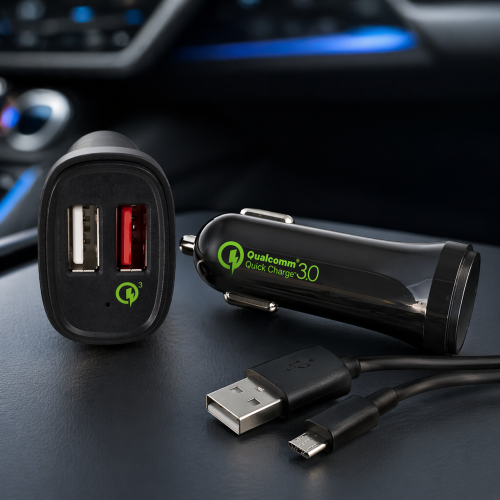 DINIC USB KFZ Q3 Charger, Ladeadapter+microUSB Kabel, 1m