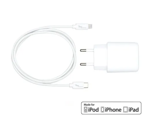 DINIC USB C+A Lade-Set 20W, PD, weiß, 1m Lightning/C 20W, 3,6V~5,9V/3A; 6~9V/2A; 9V~12V/1,5A