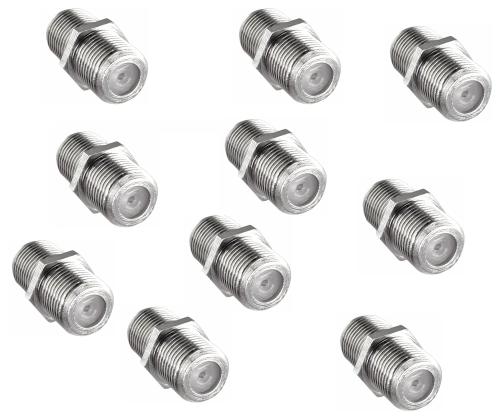 DINIC F-Verbinder F Buchse auf F Buchse, mit Verdrehschutz, 10 Stück