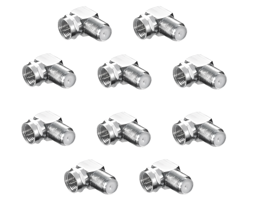 DINIC Winkel-Adapter F-Stecker / F-Buchse 90°, 10 Stück