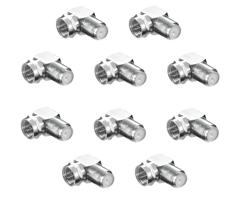 DINIC Winkel-Adapter F-Stecker / F-Buchse 90°, 10 Stück
