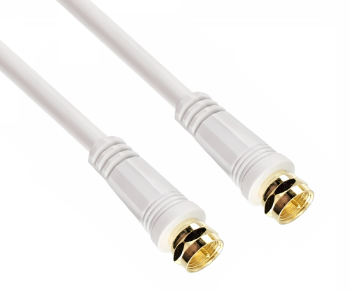 SAT Koaxialkabel 2x F-Stecker , 120dB, vergoldete Anschlüsse, vierfach geschirmt, weiß, DINIC Box, Länge 2,5m