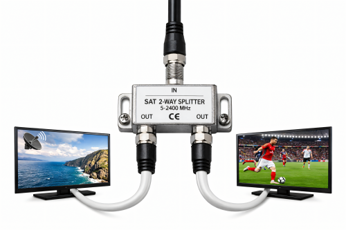 DINIC SAT-Verteiler für Satelliten-Anlagen, 2-fach, PB 5-2500 MHz, DINIC Polybag