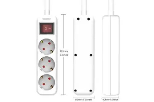 DINIC Steckdosenleiste, 3-fach mit Schalter, weiß, 1,30m