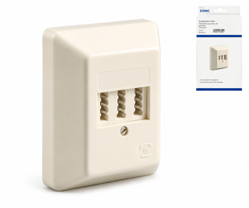 DINIC Telefon-Aufputzdose, N/F/F, Box für zwei Telefone und eine Nebenstelle