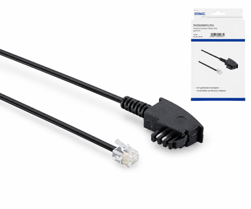 DINIC Telefonkabel TAE-F -RJ11 Universal, Box, TAE-F Stecker auf Westernstecker 6P4C 4-polig, 10m