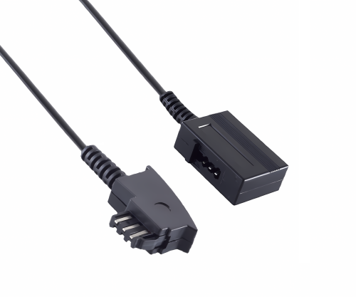 DINIC Telefonverlängerung universal-Belegung, TAE-F Stecker auf TAE-F Kupplung 4-polig belegt, schwarz, 6m