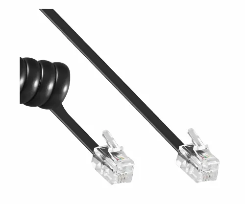 DINIC TelefonhöDINIC Telefonhörer-Spiralkabel, 2m, Box RJ10 4P4C Modularstecker auf Stecker, schwarz, 2mrer-Spiralkabel, 2m, Box RJ10 4P4C Modularstecker auf Stecker, schwarz, 2m