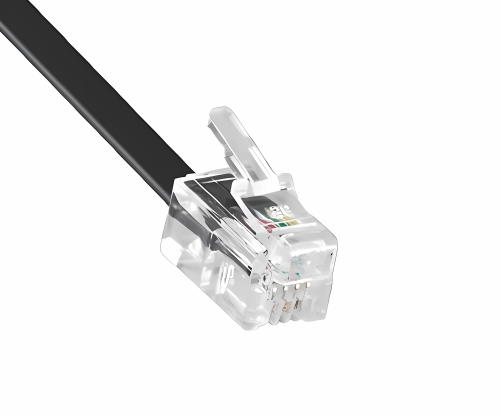 DINIC Telefonhörer-Spiralkabel, 2m, Box RJ10 4P4C Modularstecker auf Stecker, schwarz, 2m