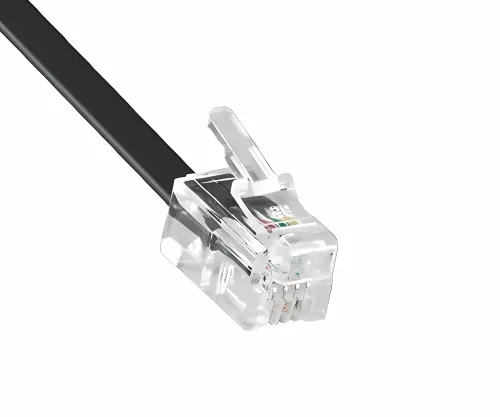 DINIC Telefonhörer-Spiralkabel, 2m, Box RJ10 4P4C Modularstecker auf Stecker, schwarz, 2m
