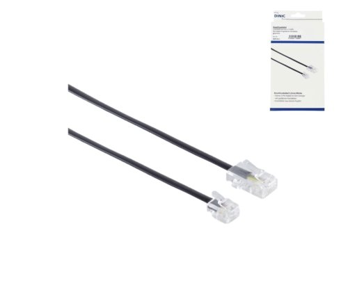 DSL Modular-/ Westernkabel RJ11 auf RJ45, 3m, Box 8P4C Stecker auf 6P4C Stecker, schwarz, 3m
