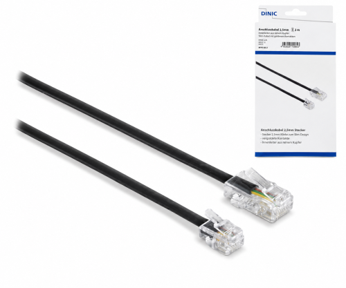 DSL Modular-/ Westernkabel RJ11 auf RJ45, 6m, Box 8P4C Stecker auf 6P4C Stecker, schwarz, 6m