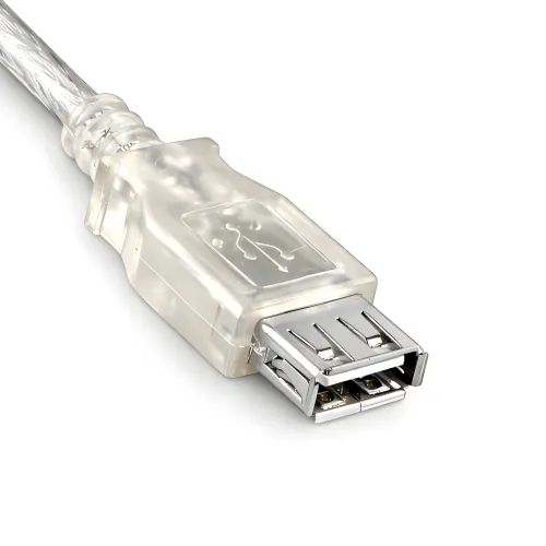 DINIC USB 2.0 Verlängerung A Stecker auf Buchse, UL 2725, doppelt geschirmt, transparent, 0,5m