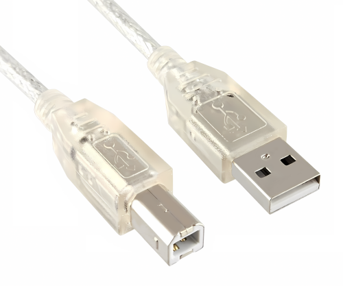 DINIC USB 2.0 Kabel A Stecker auf B Stecker, UL 2725, doppelt geschirmt, transparent, 2m
