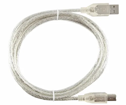 DINIC USB 2.0 Kabel A Stecker auf B Stecker, UL 2725, doppelt geschirmt, transparent, 2m