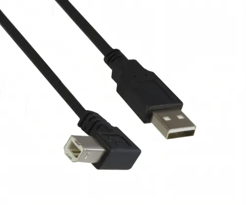 DINIC USB 2.0 Kabel A auf B St. rechts abgewinkelt, AWG 28/24, schwarz, 0,5m