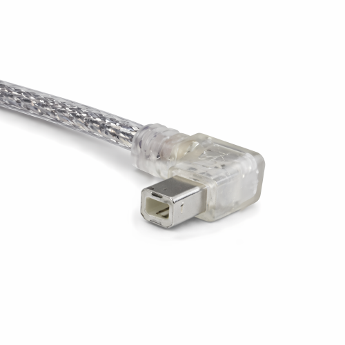 DINIC USB 2.0 Kabel A auf B St. links abgewinkelt, AWG 28/24, transparent, 2m