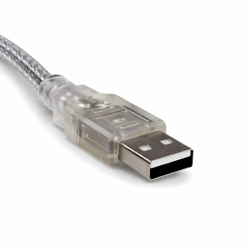 DINIC USB 2.0 Kabel A auf B St. rechts abgewinkelt, 2m transparent, AWG 28/24