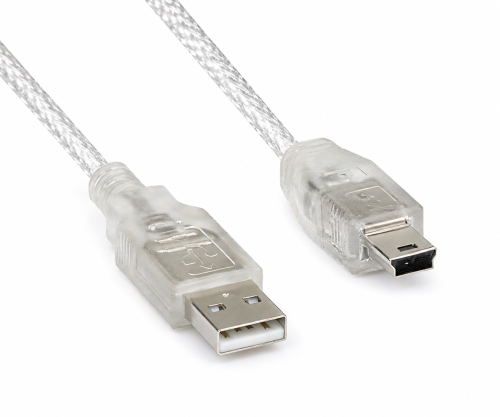 DINIC USB 2.0 Kabel A Stecker auf 5pin mini Stecker, 2m AWG 28/26, transparent