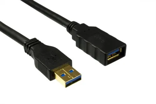 DINIC USB 3.0 Verlängerung A Stecker/Buchse, 2m 3P AWG 28/1P AWG 24, vergoldete Kontakte, schwarz